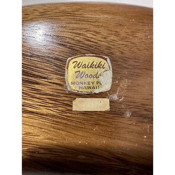 Waikiki Woods 3 Section Tray Monkey Pod Wood Made In Hawaii Vintage Retro Rare! - Picture 9 of 9